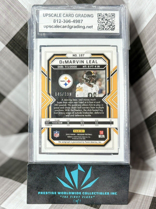 DeMarvin Leal 2022 Panini Obsidian Rookie Auto /199 #187 UCG 9.5 PIT Steelers RC