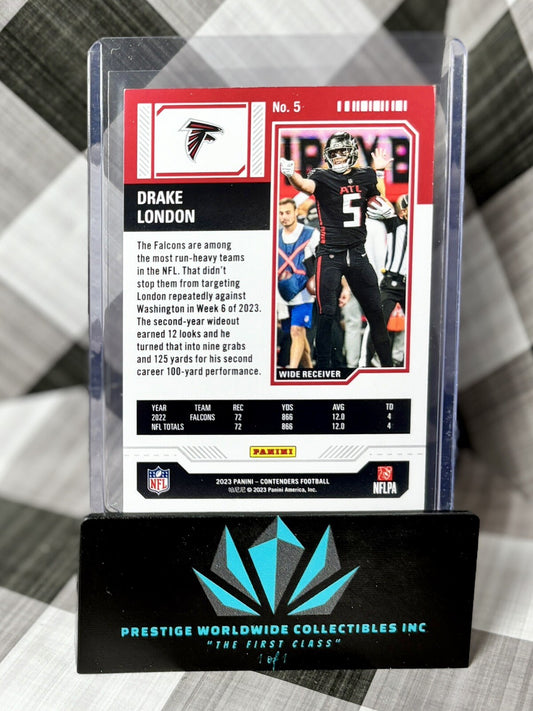 Drake London 2023 Panini Contenders Green Season Ticket /499 #5 Atlanta Falcons