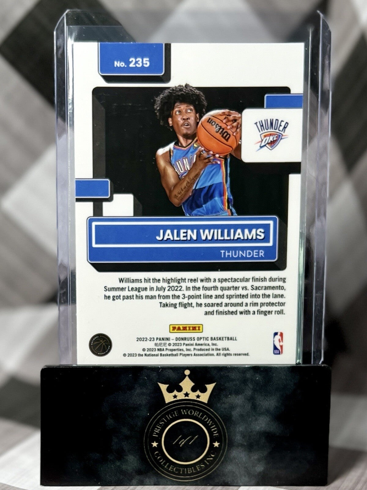 Jalen Williams 2022-23 Panini Donruss Optic Rated Rookie #235 OKC Thunder RC
