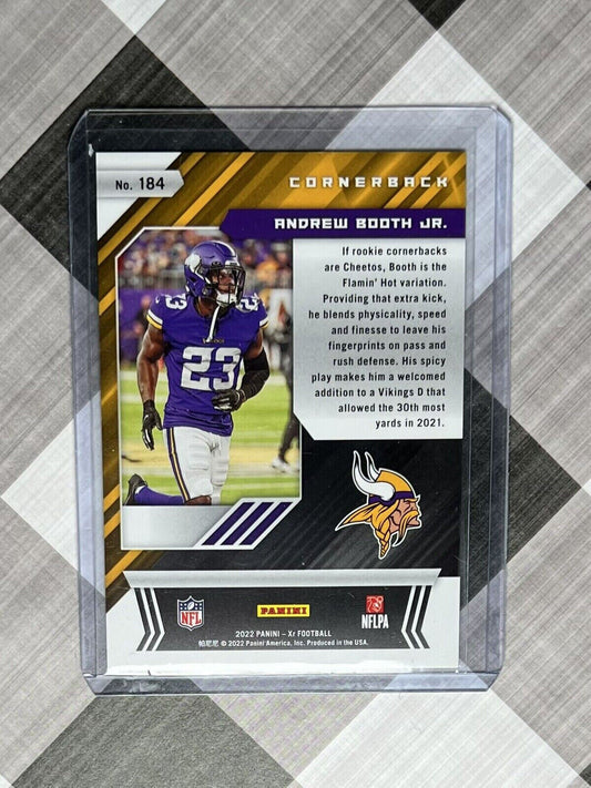 2022 Panini XR White Andrew Booth Jr Rookie RC #’d 21/75 MN VIKINGS 184