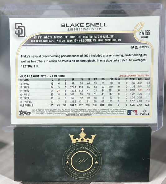 ❄️🔥❄️ BLAKE SNELL 2022 TOPPS HOLIDAY METALLIC PARALLEL #HW155 ❄️🔥❄️