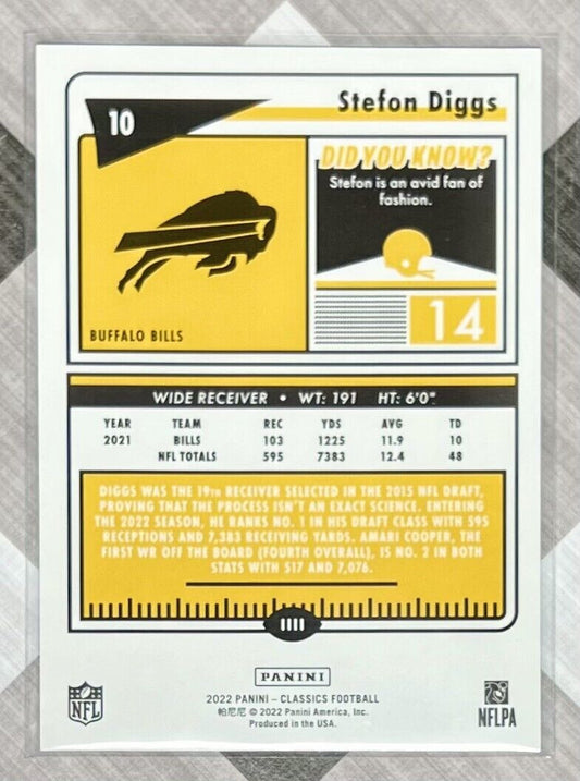 Stefon Diggs 2022 Panini Classics Timeless Tributes Blue #'d 114/125 #10 - Bills