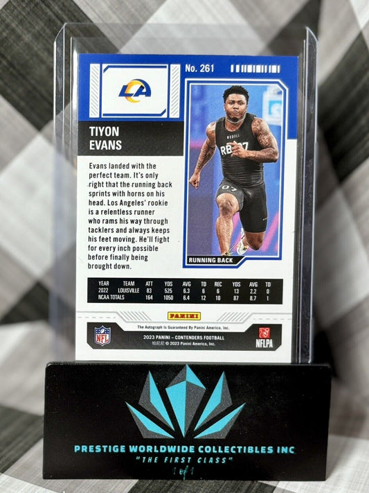 Tiyon Evans 2023 Panini Contenders Rookie Ticket Auto #261 LA Rams RC
