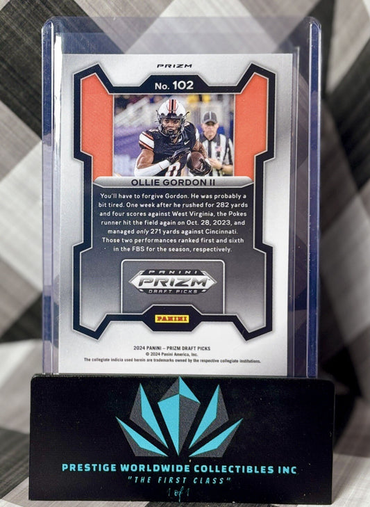 Ollie Gordon II 2024 Prizm Draft Picks Red Cracked Ice Rookie #102 Oklahoma St