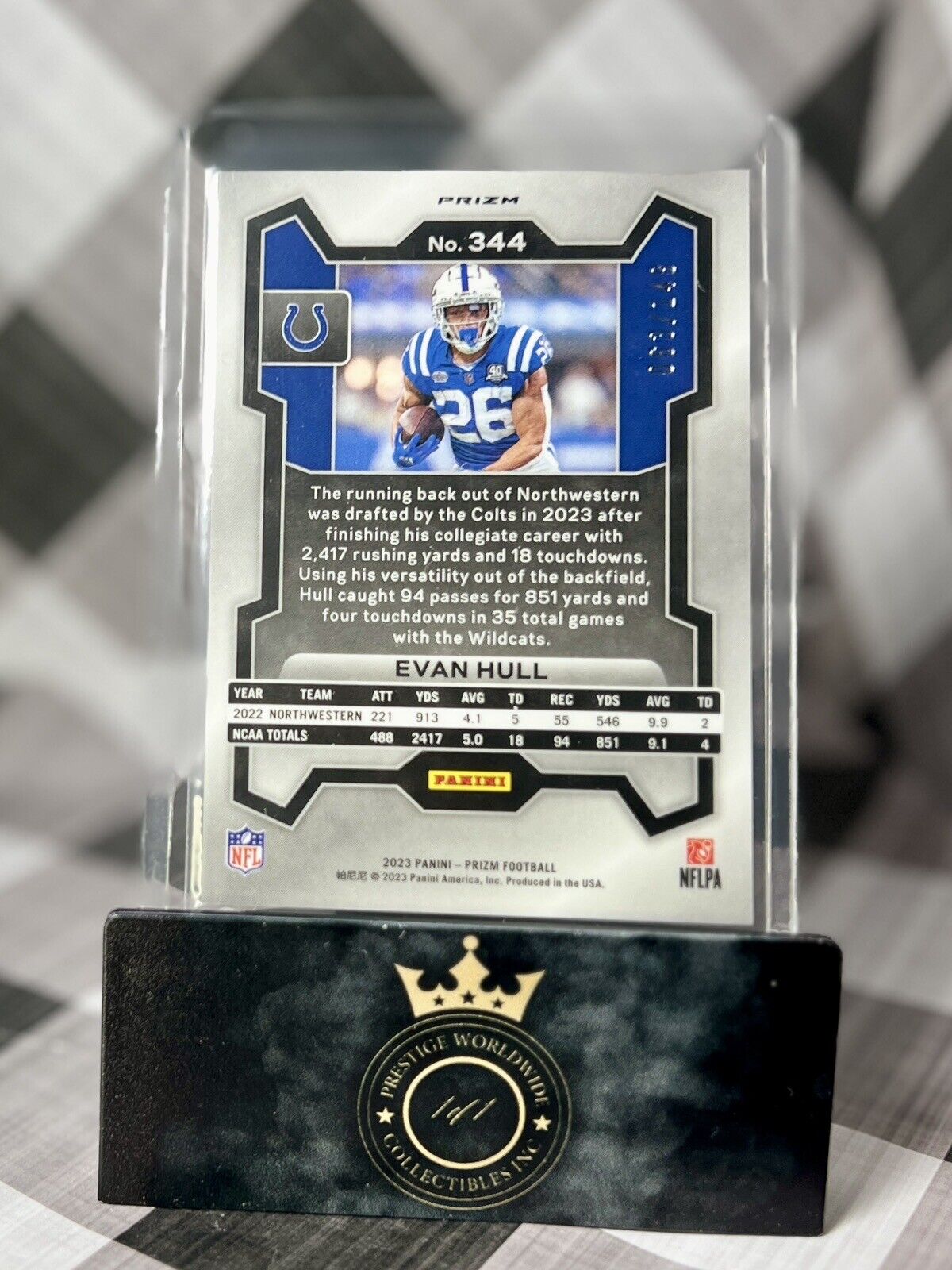 Evan Hull 2023 Prizm Rookie Red Wave Prizm /149 #344 Indianapolis Colts RC SP
