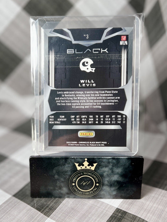 Will Levis 2023 Panini Chronicles Draft Picks Black Rookie #3 Tennessee Titans