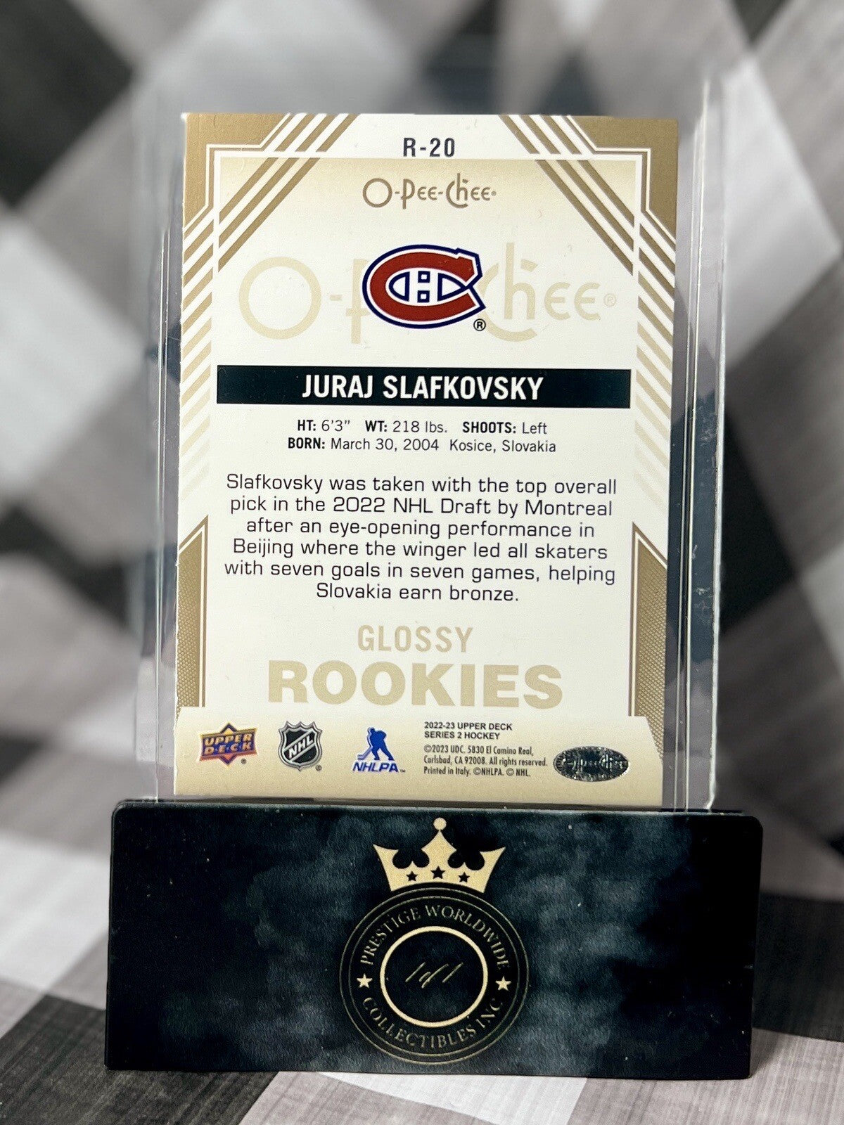 Juraj Slafkovsky 2022-23 Upper Deck OPC Glossy Rookies Rookie #R-20 Canadiens RC