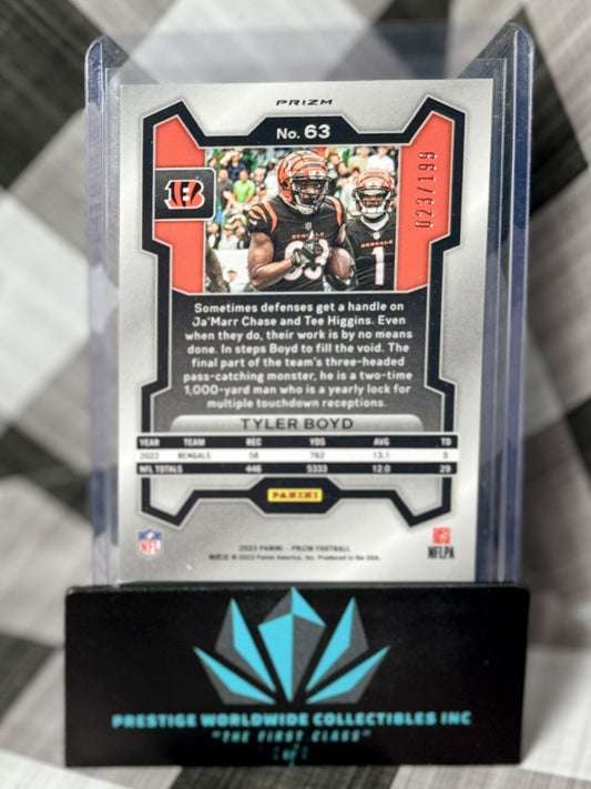 Tyler Boyd 2023 Panini Prizm Blue Wave Prizm /199 #63 Bengals & Titans