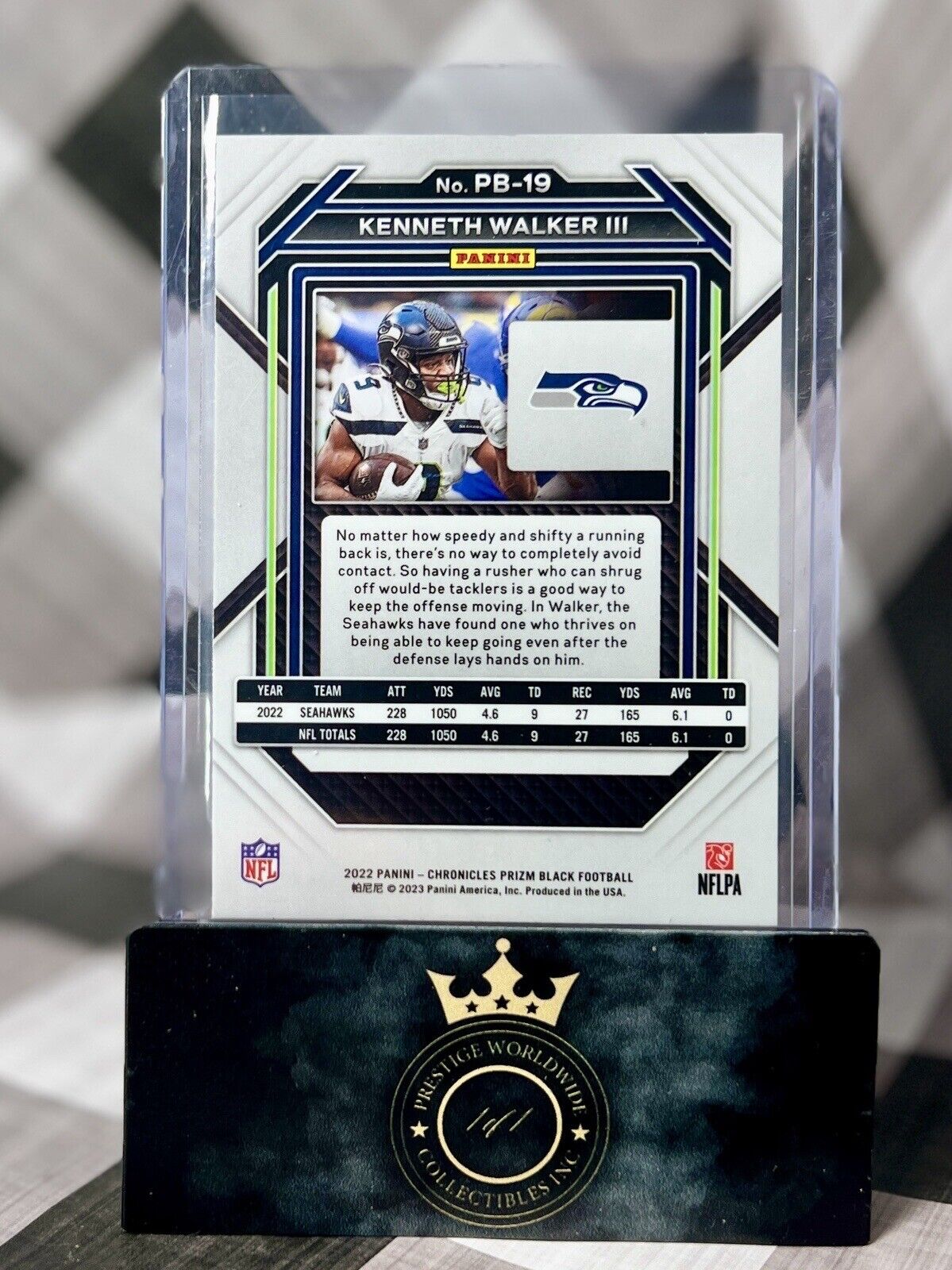 Kenneth Walker III 2022 Chronicles Prizm Black Silver Rookie #PB-19 Seahawks RC