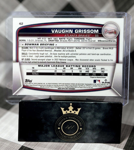 Vaughn Grissom 2023 Bowman Chrome Mega Box Mojo Aqua /225 #42 Atlanta Braves RC