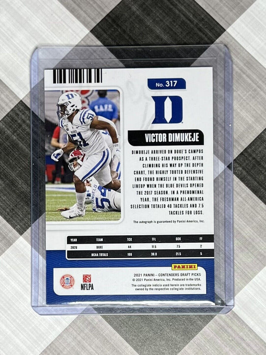 Victor Dimukeje 2021 Contenders Draft Picks College Ticket #317 Auto Red Foil