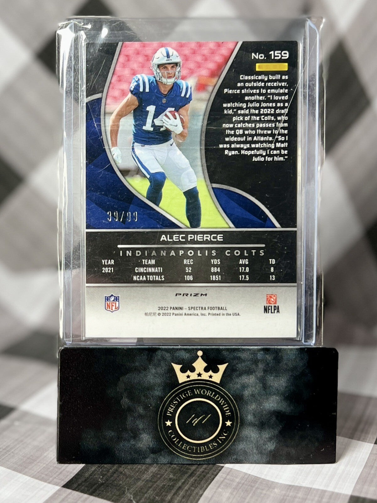 Alec Pierce 2022 Spectra Celestial Rookie Last Print 99/99 #159 Ind Colts RC