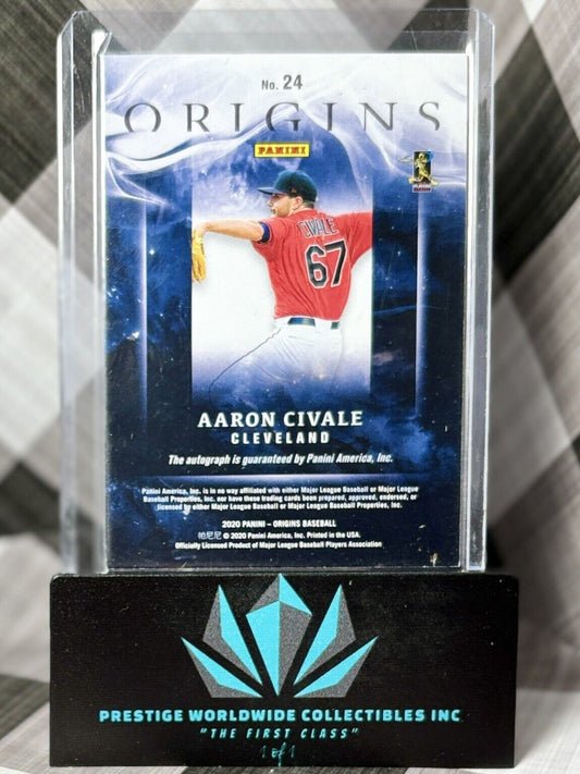 Aaron Civale 2020 Panini Origins Rookie On Card Auto #24 Cleveland Guardians RC