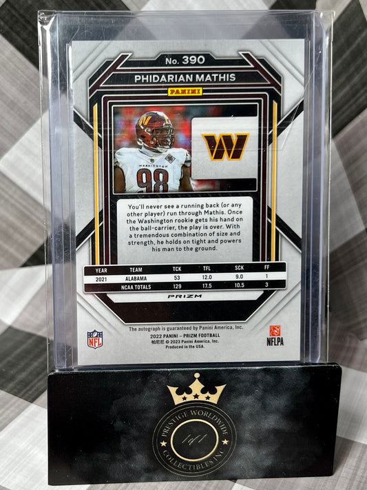 Phidarian Mathis 2022 Prizm Silver Rookie Auto #390 Washington Commanders RC