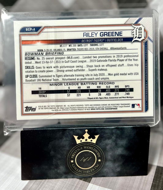 Riley Greene 2021 Bowman Chrome Sapphire #BCP-4