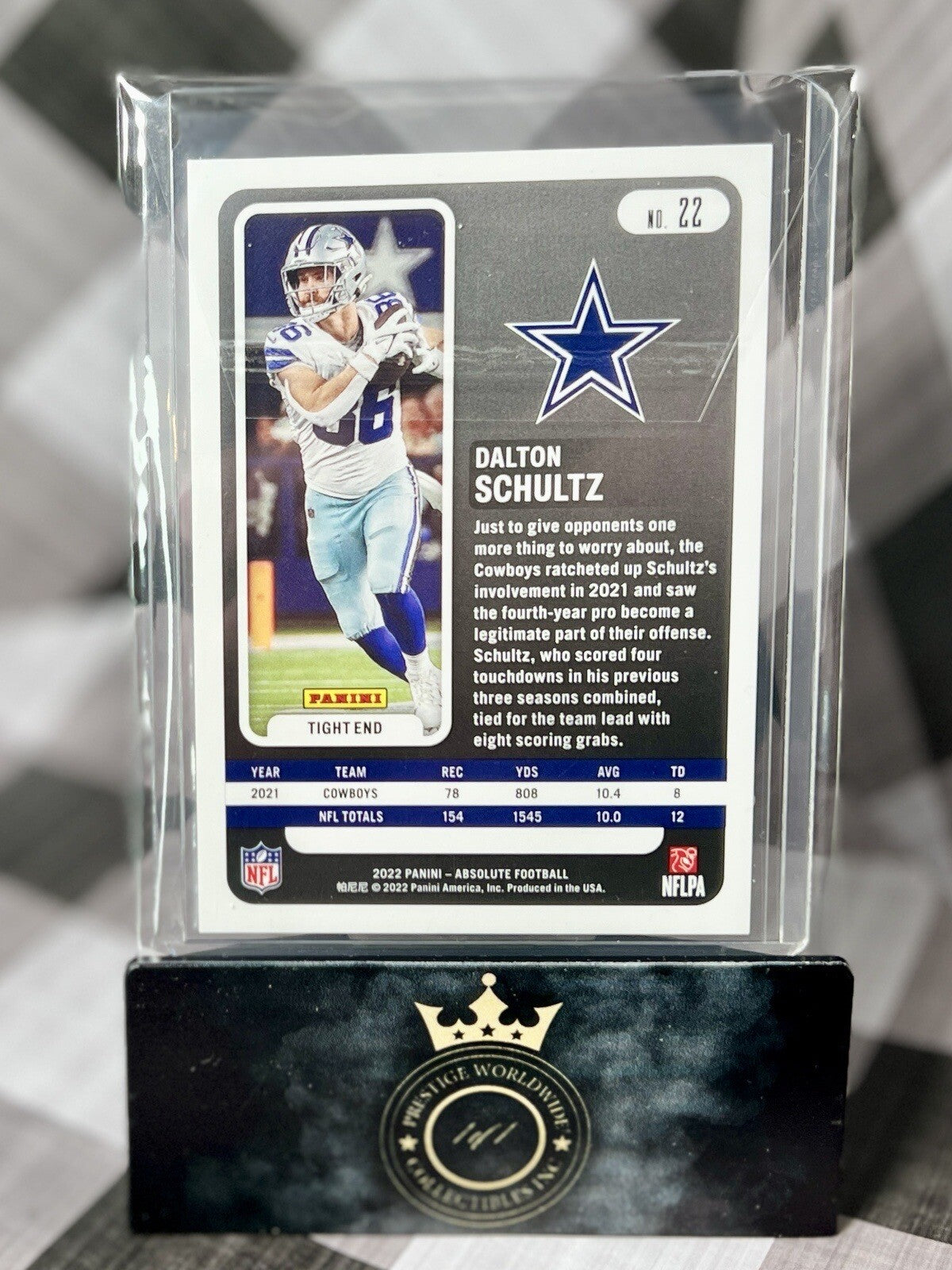 Dalton Schultz 2022 Panini Absolute Blue Diamonds /99 #22 Dallas Cowboys SP