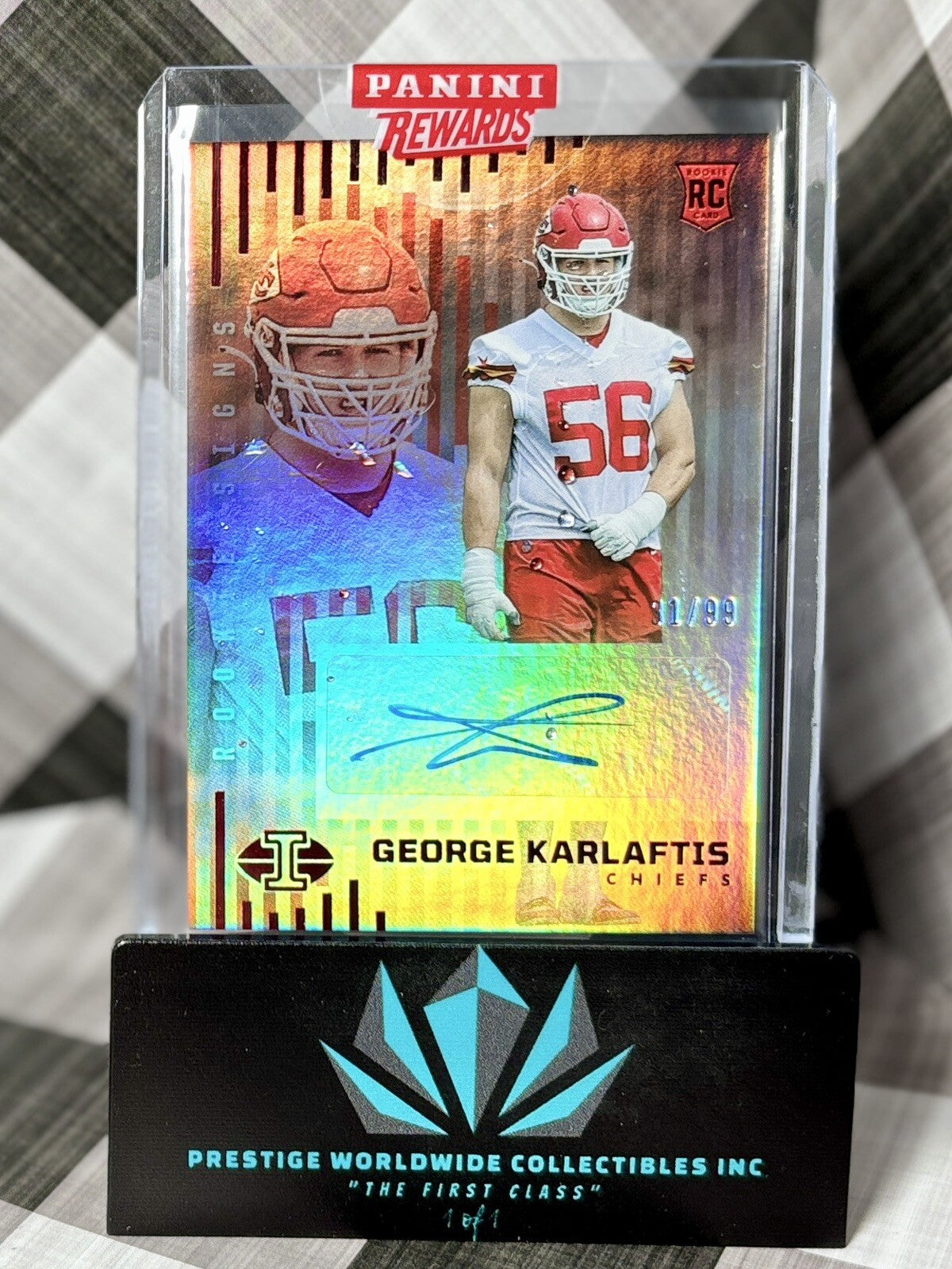 George Karlaftis 2022 Illusions Red Rookie Endorsements Auto /99 #RS-GK Chiefs