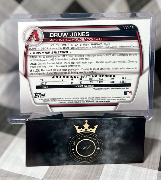 Druw Jones 2023 Bowman Chrome 1st Prospect #BCP-25 Arizona Diamondbacks