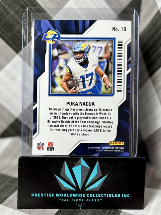 Puka Nacau 2023 Contenders FOTL Exclusive Rookie of the Year #19 LA Rams RC