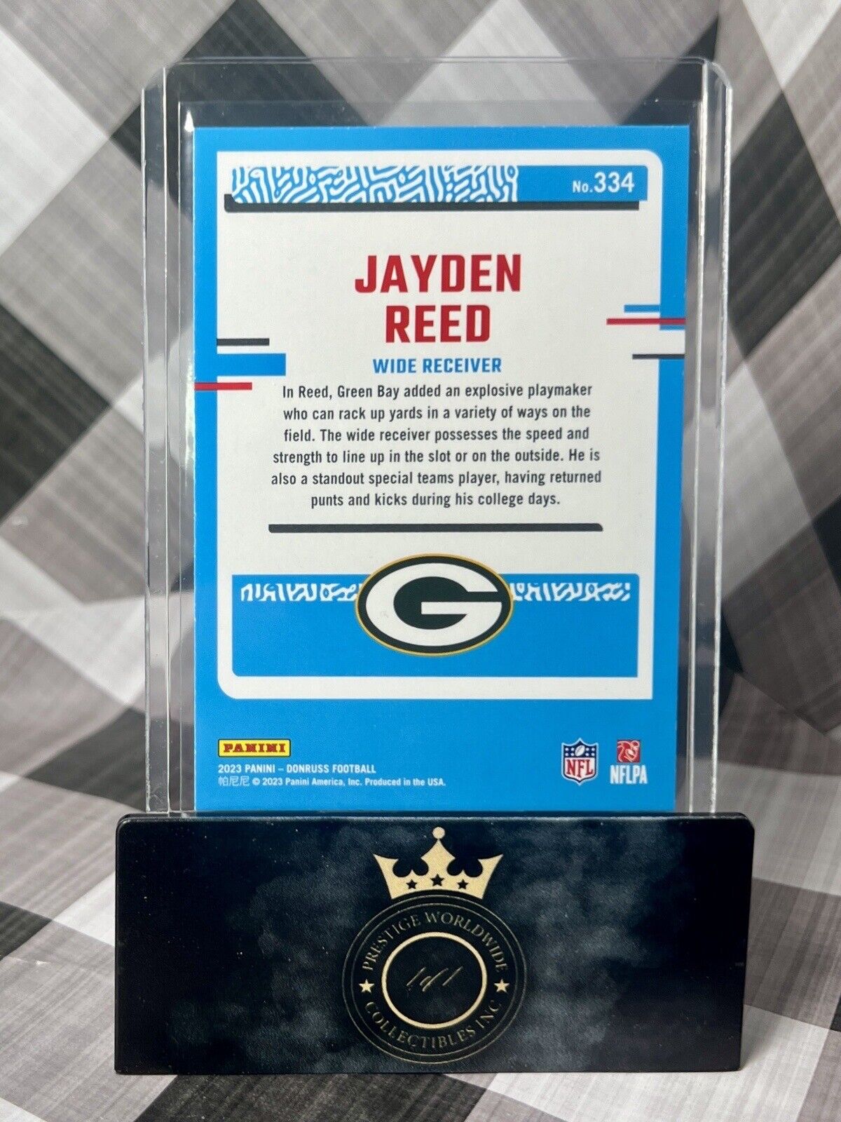 Jayden Reed 2023 Panini Donruss Rated Rookie #334 Green Bay Packers RC
