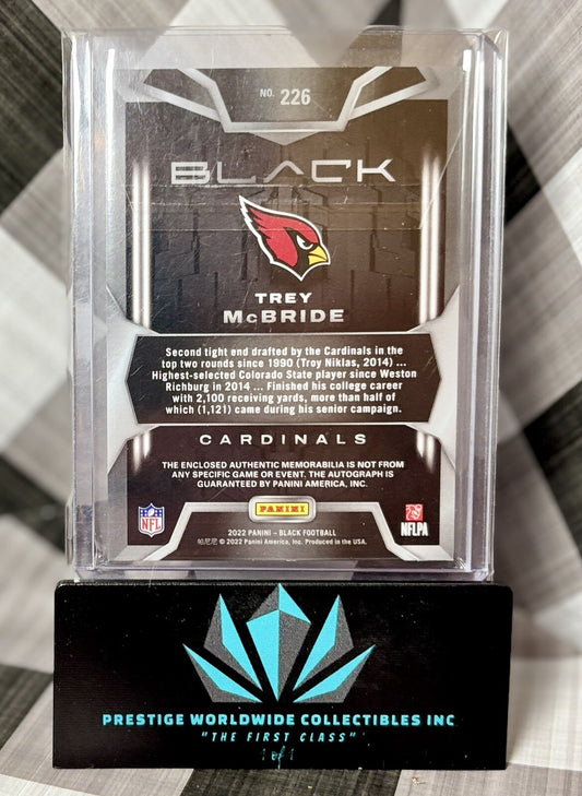 Trey McBride 2022 Panini Black Rookie Patch Auto Silver /199 #226 Cardinals RPA
