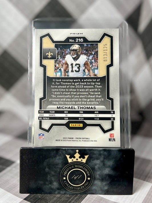 Michael Thomas 2023 Panini Prizm Purple Prizm /125 #216 New Orleans Saints SP