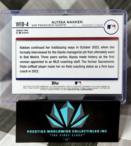 Alyssa Nakken 2024 Topps Series 2 Women in Baseball #WIB-4 SF Giants Asst. Coach