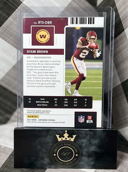 DYAMI BROWN 2021 PANINI CONTENDERS ROOKIE TICKET PATCH Green #RTS-DBR Commanders