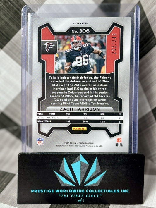 Zach Harrison 2023 Panini Prizm Orange Prizm Rookie /249 #306 Atlanta Falcons RC