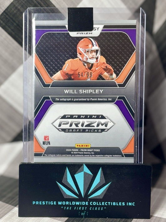 Will Shipley 2024 Prizm Draft Picks Purple Ice Auto /99 #DPA-WSY Clemson & PHI