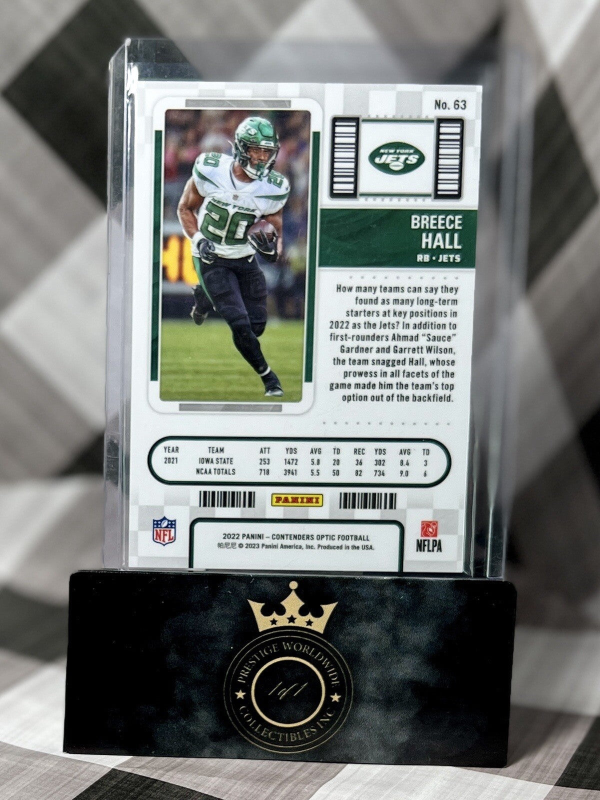 Breece Hall 2022 Panini Contenders Optic Rookie Ticket Silver Rookie #63 NY Jets