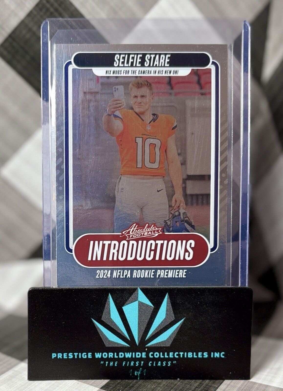 Bo Nix 2024 Panini Absolute Selfie Stare Intro Rookie #I-BNX Denver Broncos RC