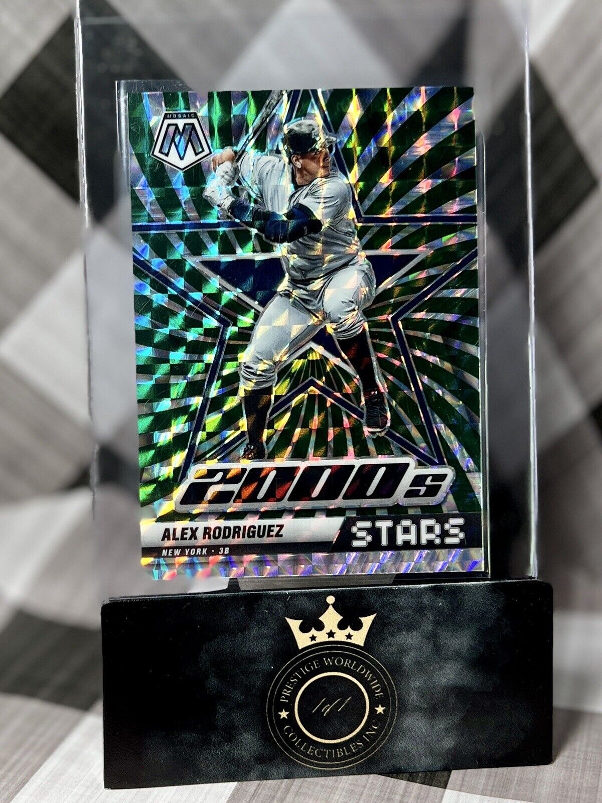 Alex Rodriguez 2022 Panini Mosaic 2000's Stars Green Swirl /12 #298 NY Yankees