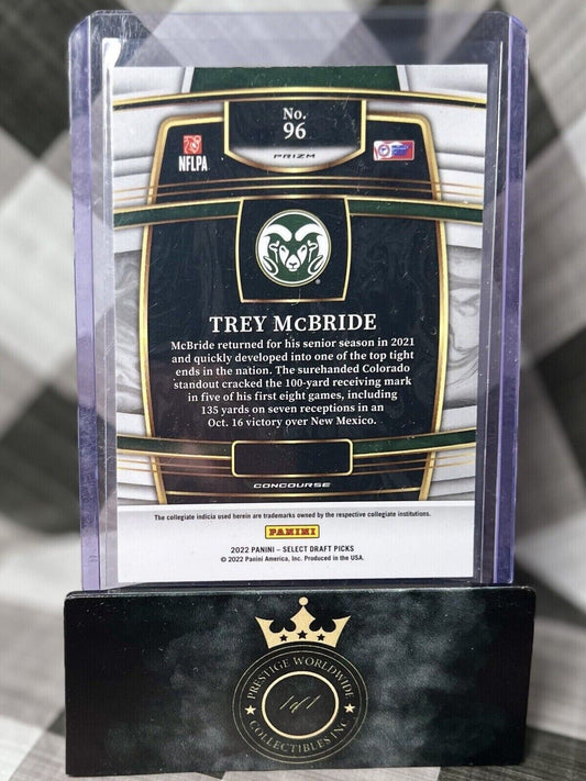 Trey McBride 2022 Select Draft Picks Concourse White Lazer Rookie #96 CSU Cards