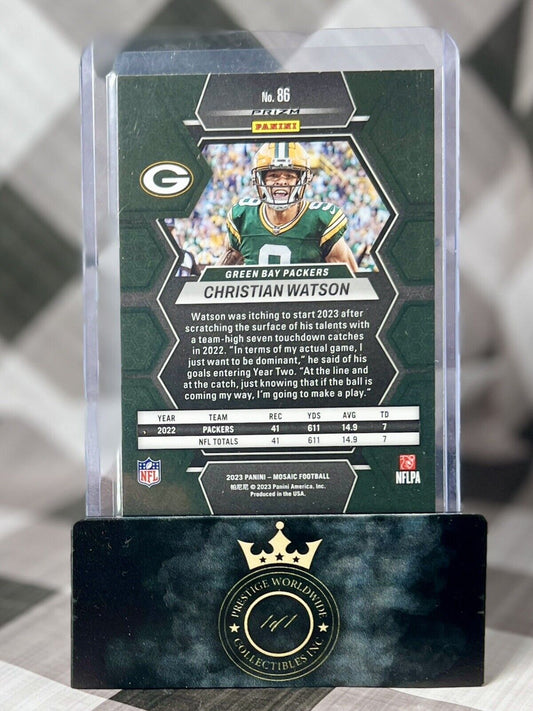 Christian Watson 2023 Mosaic Blue Reactive #86 Green Bay Packers