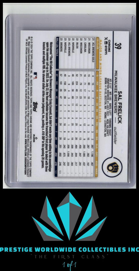 Sal Frelick 2024 Topps Chrome Rookie #39 Milwaukee Brewers Rookie