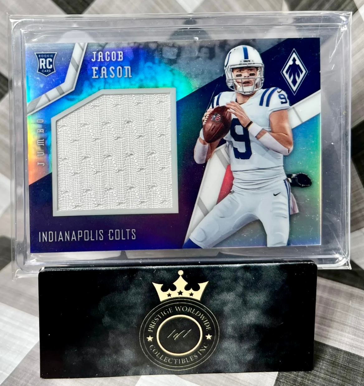 Jacob Eason 2020 Phoenix Silver Rookie Jumbo Patch Number Match 09/75 #16 Colts