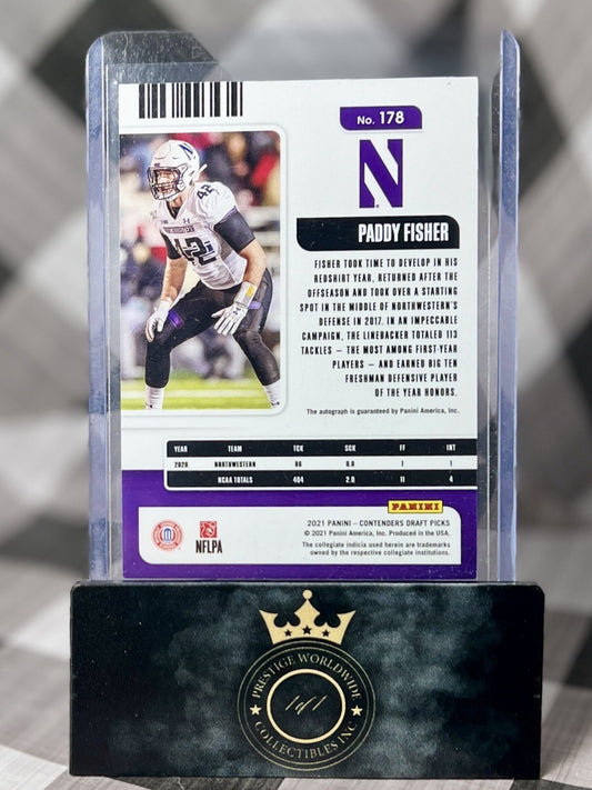 Paddy Fisher 2021 Contenders Draft Picks Purple College Ticket Auto /99 #178 NWU