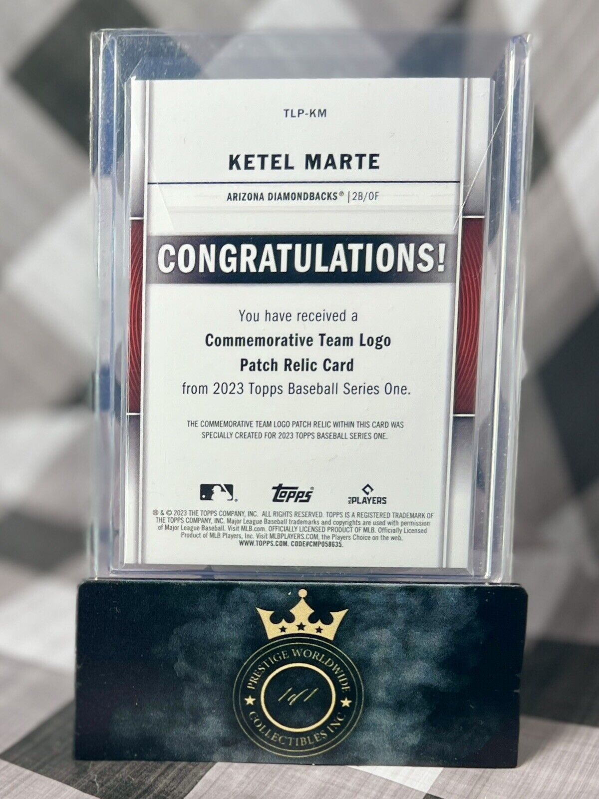 Ketel Marte 2023 Topps Series 1 Team Logo Patch Relic Card #TLP-KM Diamondbacks