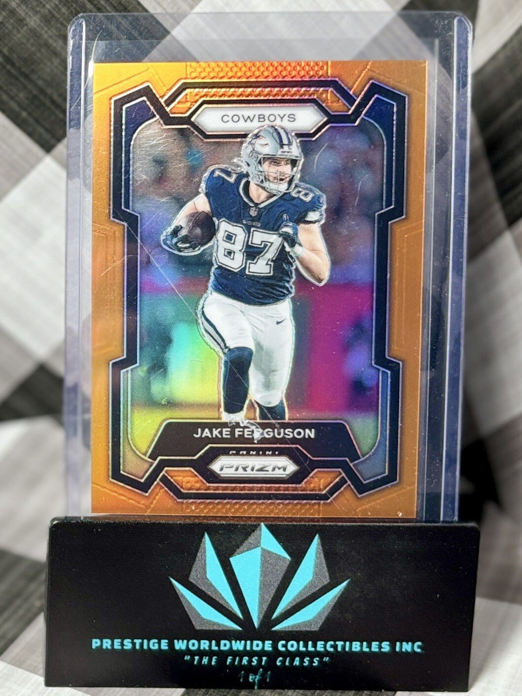 Jake Ferguson 2023 Panini Prizm Orange Prizm /249 #75 Dallas Cowboys