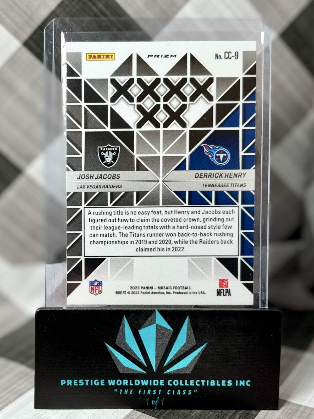 Josh Jacobs & Derrick Henry 2023 Mosaic Carbon Copy Silver #CC-9 Raiders Titans