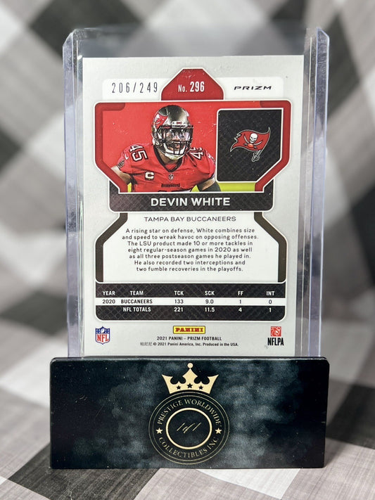 Devin White 2021 Panini Prizm Orange Prizm Rookie /249 #296 Tampa Bay Buccaneers