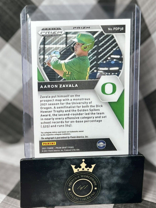 AARON ZAVALA 2022 Prizm Draft Picks Hyper Red & Purple AUTO #PDP38 Oregon & TEX