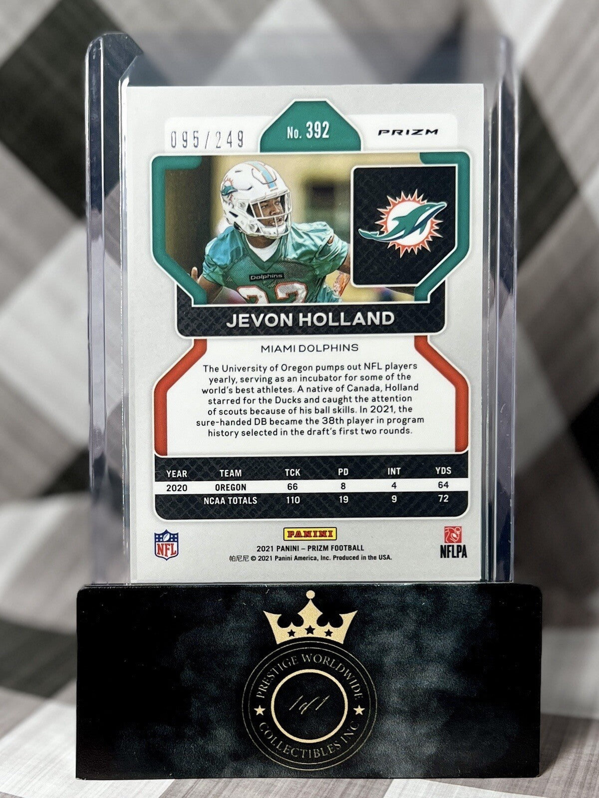 Jevon Holland 2021 Prizm Rookie Orange /249 #392 Miami Dolphins RC