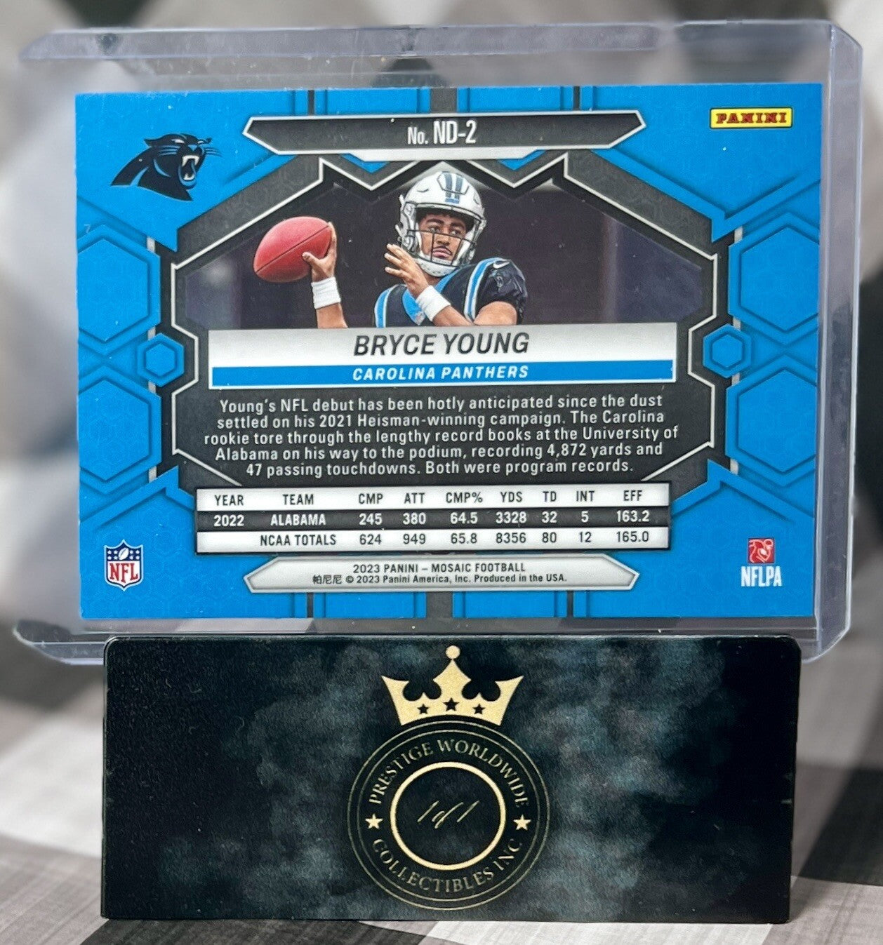 Bryce Young 2023 Mosaic NFL Debut Rookie #ND-2 Carolina Panthers RC
