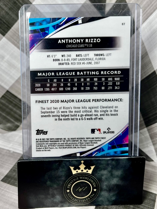 Anthony Rizzo 2021 Topps Finest /250 #67 - CHI Cubs