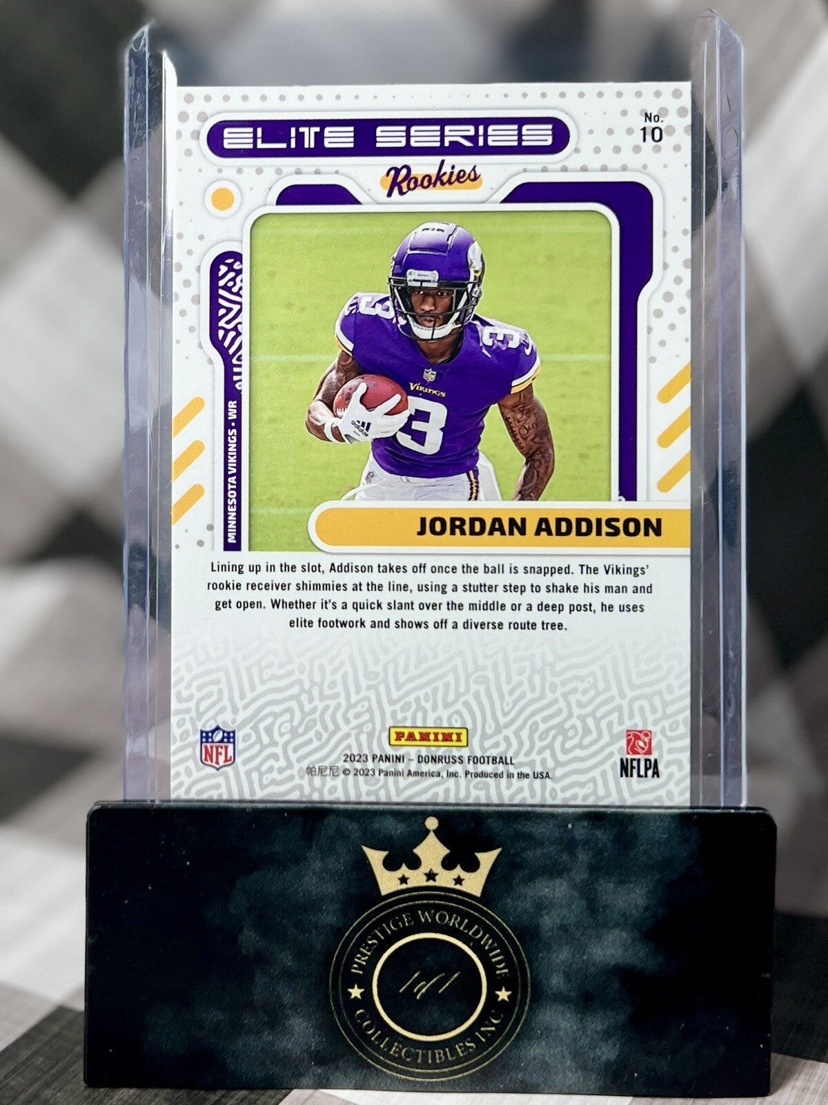 Jordan Addison 2023 Panini Donruss Elite Series Rookies #10 Minnesota Vikings RC