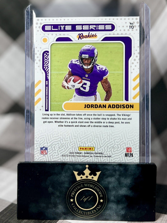 Jordan Addison 2023 Panini Donruss Elite Series Rookies #10 Minnesota Vikings RC