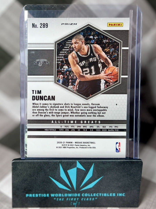 Tim Duncan 2020-21 Mosaic All Time Greats Camo Pink Mosaic Prizm #289 SA Spurs