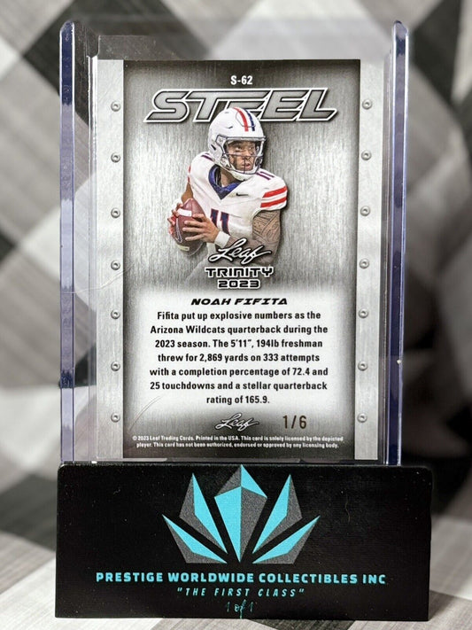 Noah Fifita 2023 Leaf Trinity Orange Shimmer Carbon 1/6 #S-62 Arizona Wildcats